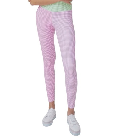 Terez Pink Retro Gingham High Waist Compression TLC Legging Size 16 NWOT - Picture 1 of 4